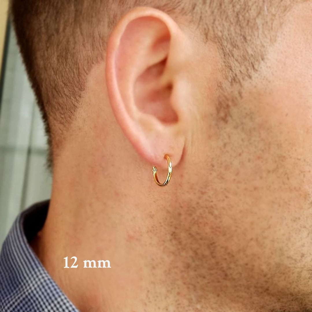 Mens Gold Hoop Earrings Mens Hoops Mens Earrings Gold Hoops for Men ...