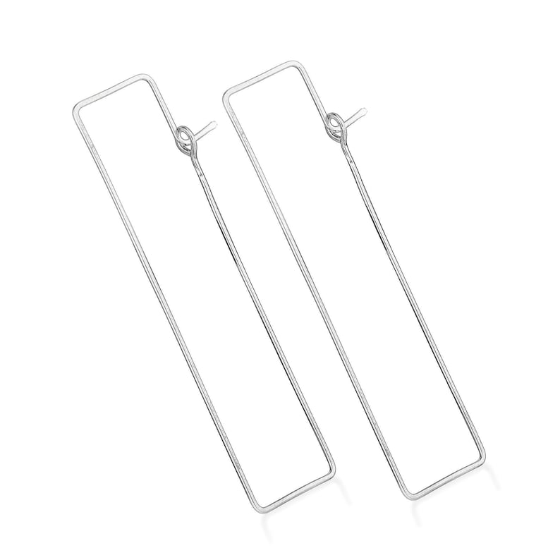 Sterling silver rectangular hoops