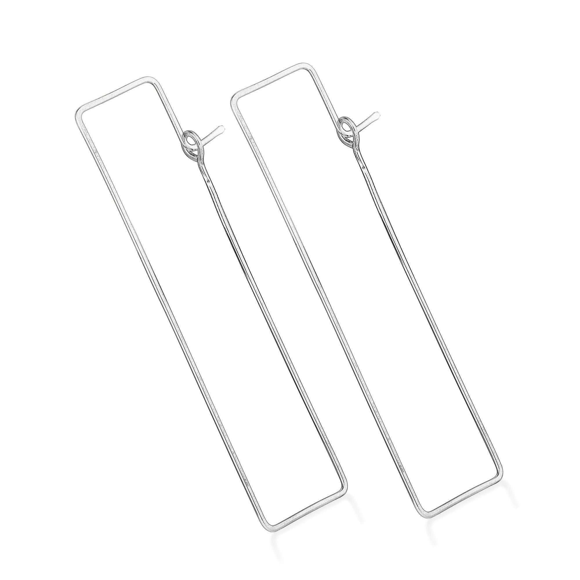Rectangle Hoop Earrings Sterling Silver Modern Earrings Thin - Etsy