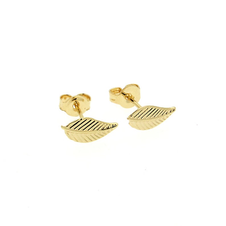 Gold Leaf Stud Earrings 14K Gold Filled Leaves Posts Etsy