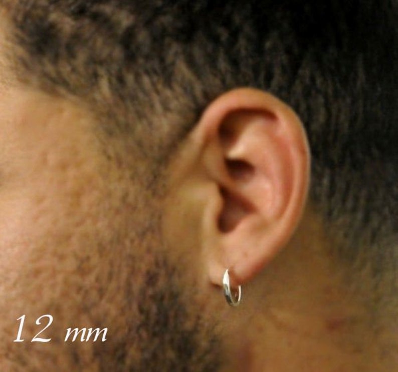 Sterling Silver Hoop Earrings for Men Mens Earrings Mens Etsy