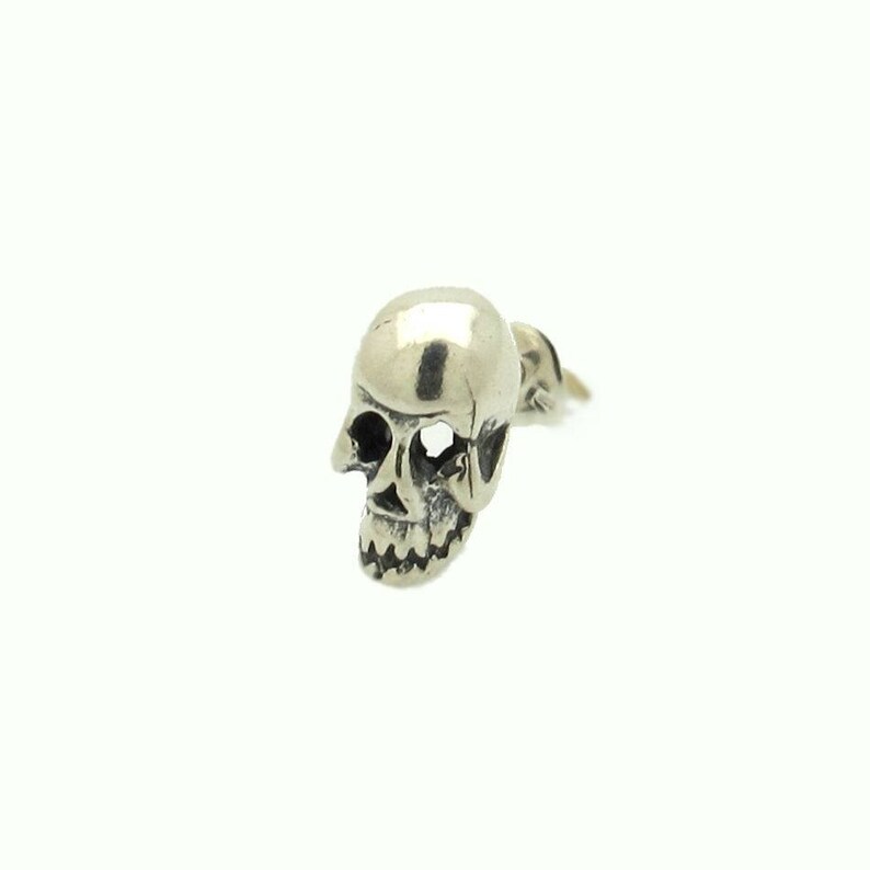 Skull Stud Earring Mens Earring Sterling Silver Skull Etsy