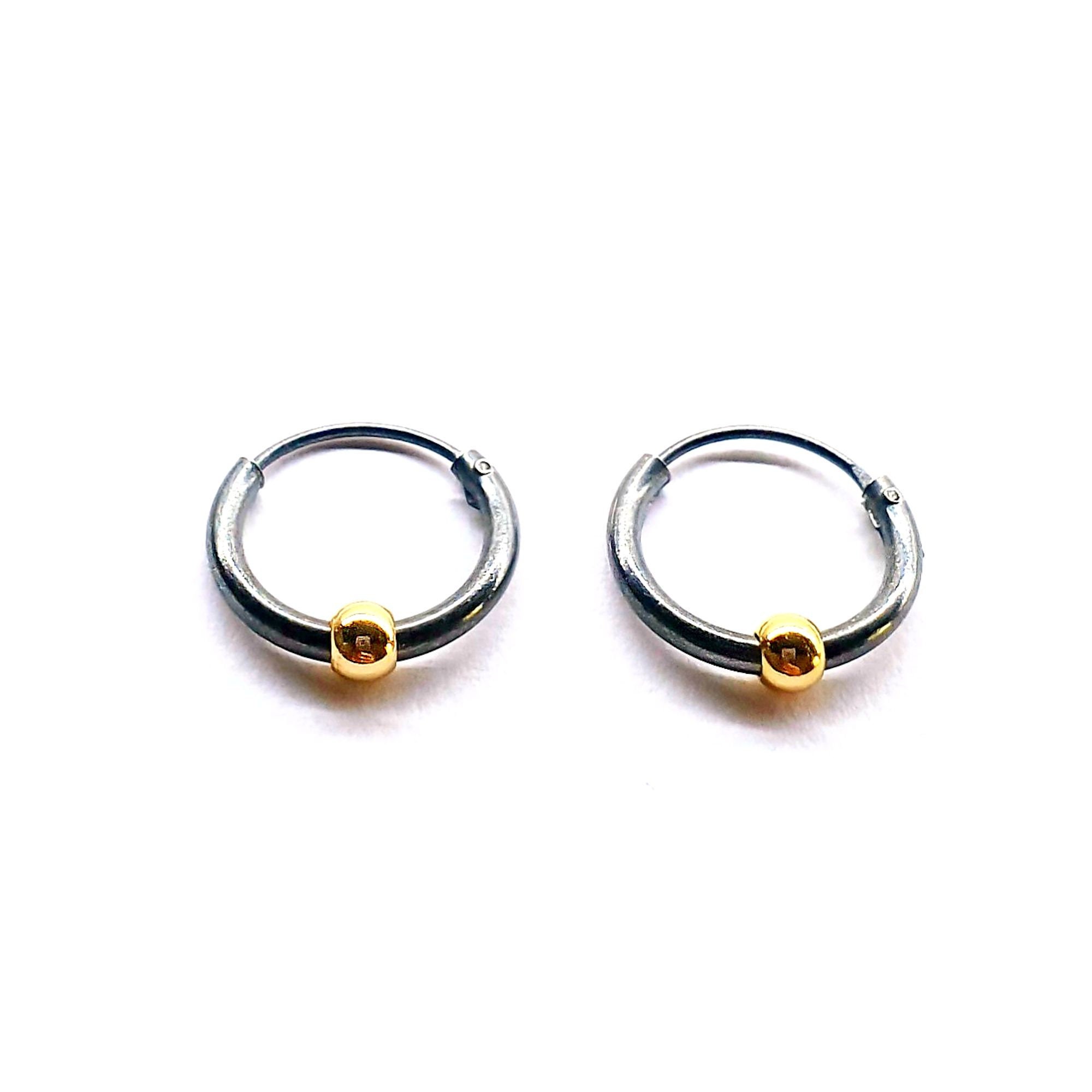 Black Earrings with Gold Bead for Men Mens earrings Unisex Etsy