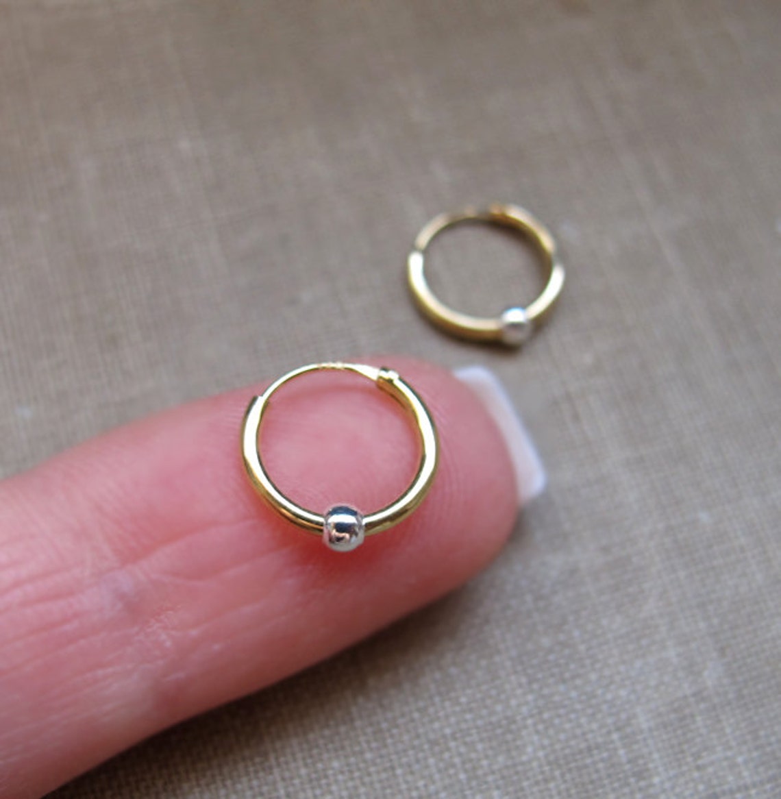 Gold Hoop Earrings. Ball Endless Small Sleeper Hoops 8mm Etsy
