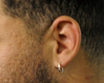 Mens Hoop Earrings. Mens Earrings. Sterling Silver Unisex Hoops Endless Huggie Earrings for Cartilage Mens Jewelry. Silver Hoops Unisex