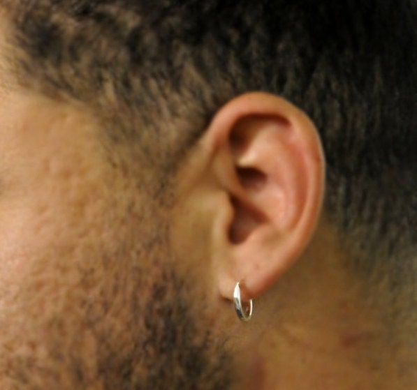 Mens Hoop Earrings. Mens Earrings. Sterling Silver Unisex Hoops Endle…