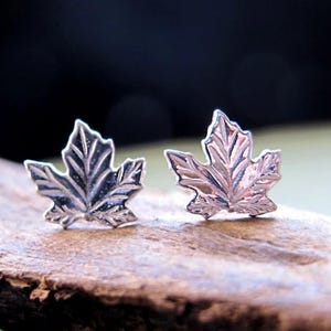 Leaf Stud Earrings Sterling Silver Studs Flower Earrings Elegant Post Earrings Canadian Maple earrings Flower Minimalist Earrings Delicate