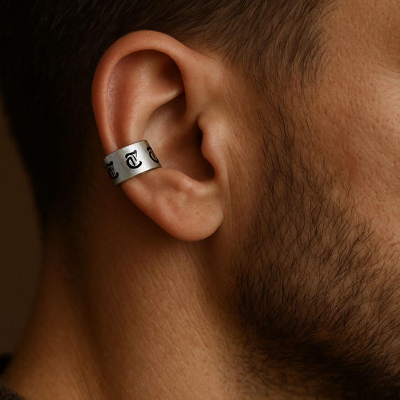 PHNIBIRD Ear Cuff Uomo Nero da Piercing Finti Argento Sterling 925 Unisex Ipoallergenici Orecchini con Clip Regalo di Compleanno