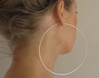 4 inch Sterling Silver Hoop Earrings Extra Large Hoops Oversize Earrings Big Earrings Giant Earrings Silver Hoops XXL Hoops