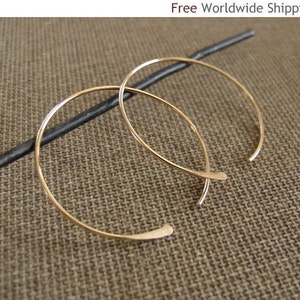 2 inch Open Hoop Earrings, Gold Filled Hoops, Minimalist Threader Rounded Earrings. Fashion Earrings Elegant Hoops. Lightweight hoops 5cm image 4