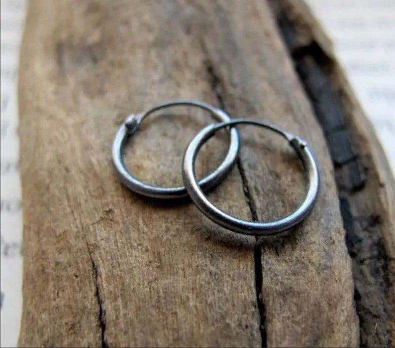 black hoop earrings - gunmetal mens hoops
