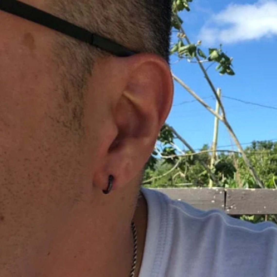mens earrings hoop black