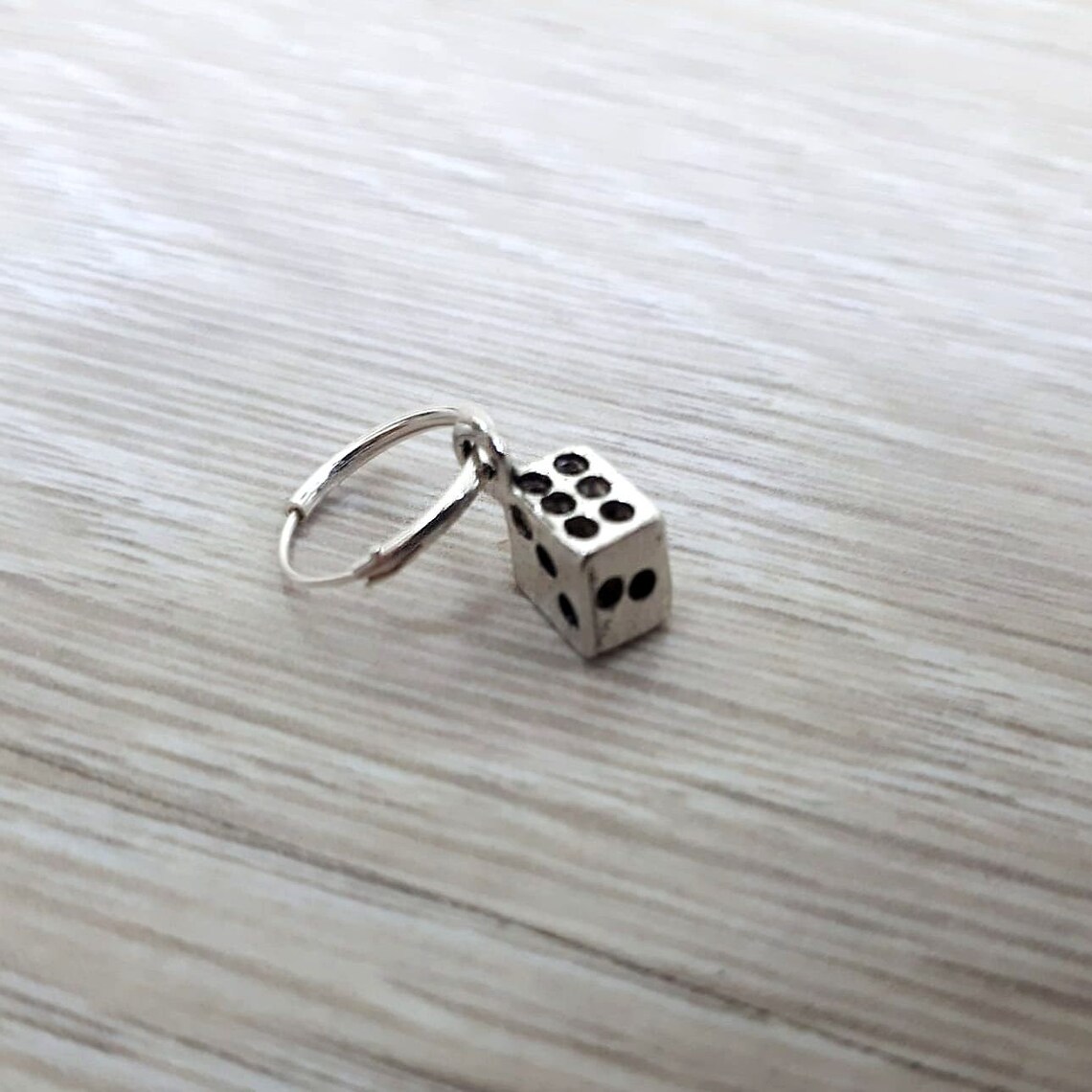 Dice Earring Men Sterling Silver Dice Dangle Earring Mens Etsy