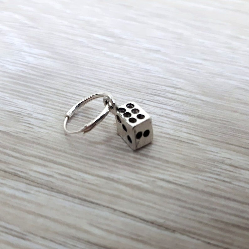 Dice Earring Men Sterling Silver Dice Dangle Earring Mens Etsy