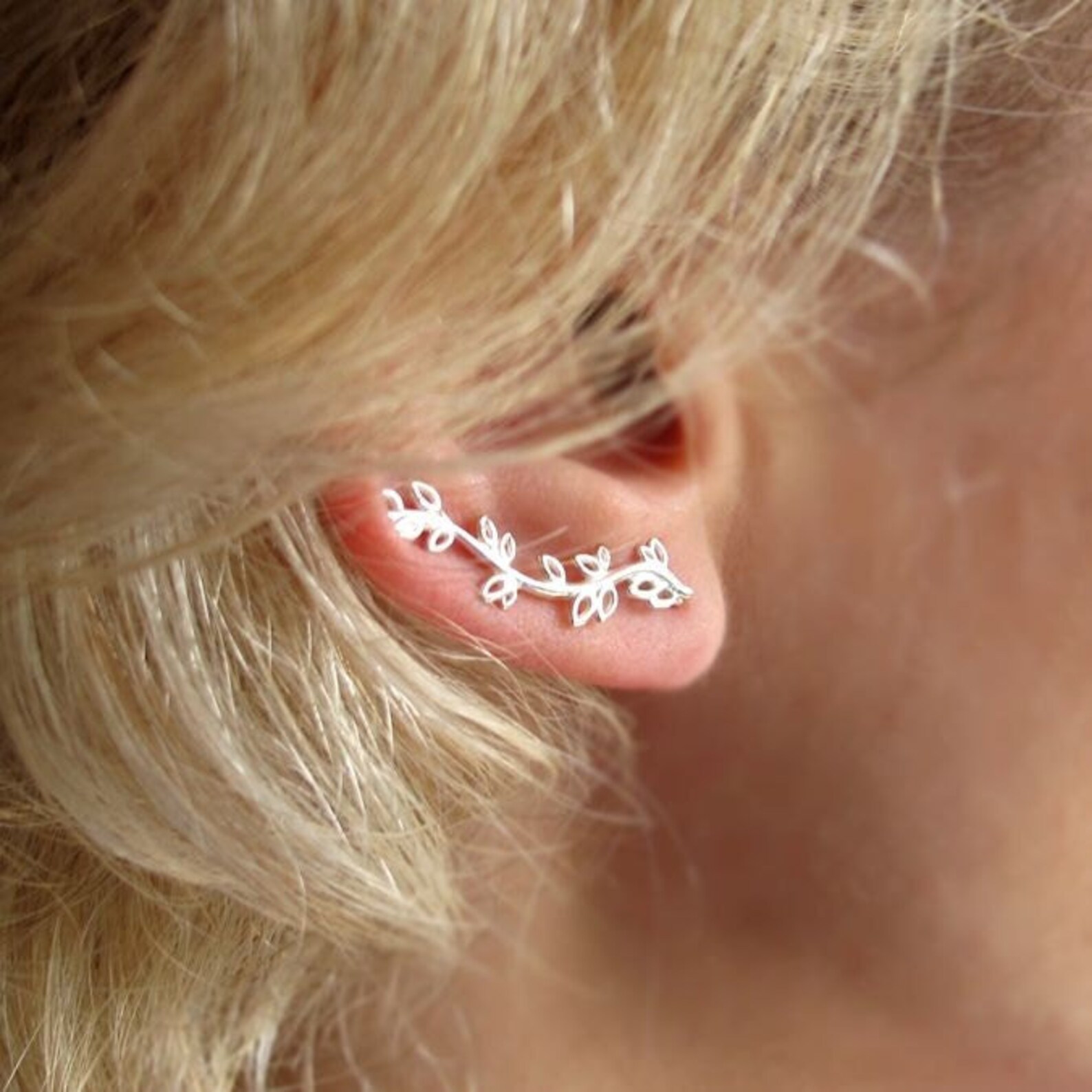 Climbing Ear Cuff Leaves Ear Cuff Earring Sterling Silver Etsy
