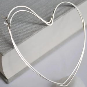 Large Heart Hoop Earrings Sterling Silver Fancy Hoops Lightweight Heart Hoops Heart shaped earrings Birthday Gift Valentine's Day Gift