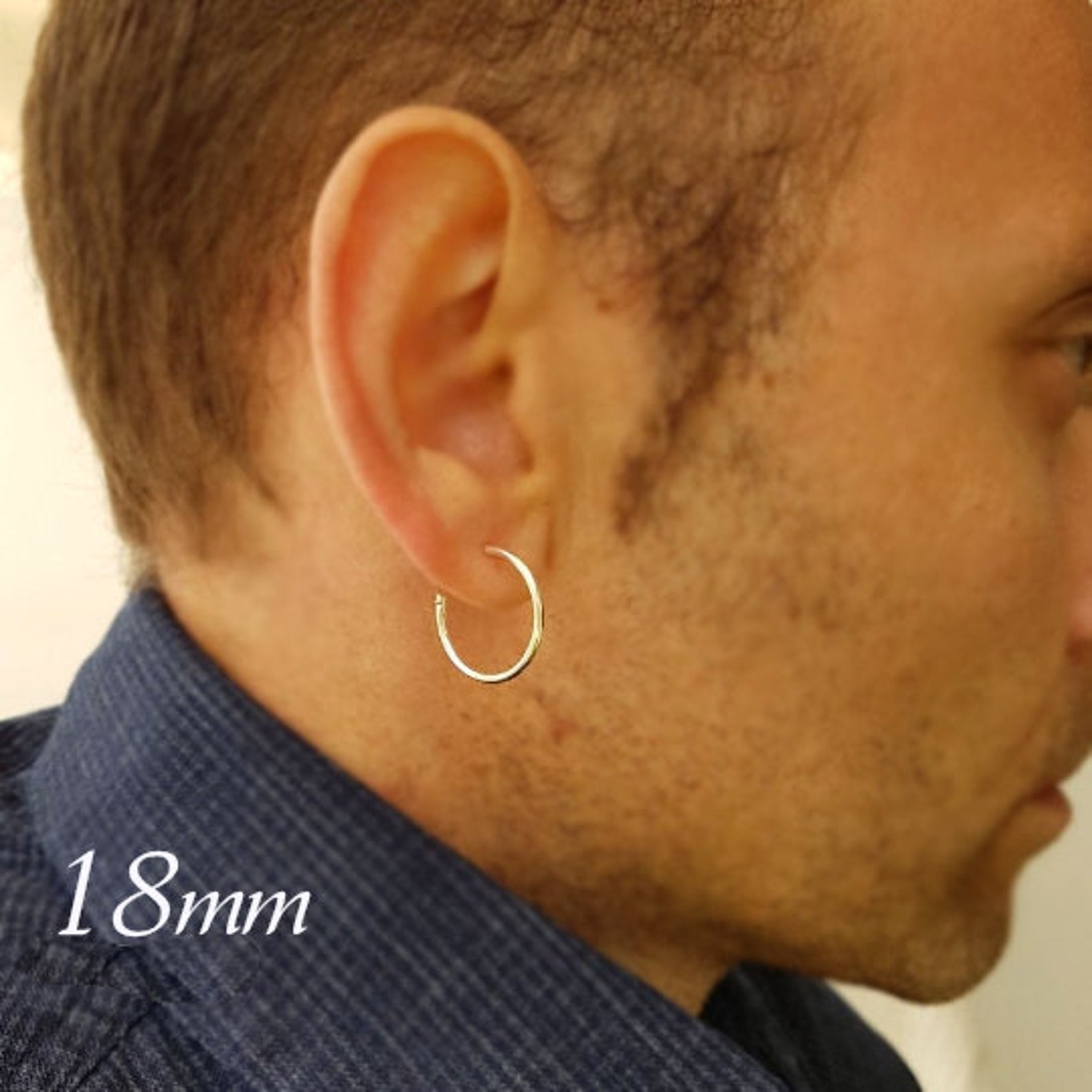Sterling Silver Hoop Earrings for Men Mens Earrings Mens Etsy