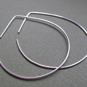Teardrop Hoop Earrings 2 inch. 925 Sterling Silver Heometric Hoops. Modern Jewelry Elegant Silver Earrings Trendy Lightweight hoops 5cm
