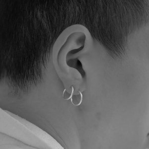 Mens Hoop Earrings, Real 925 Sterling Silver Hoop Earrings for Men, 15mm Hoops for Men, Mens Hoops, Guys Earrings Gift for Him, Mens jewelry