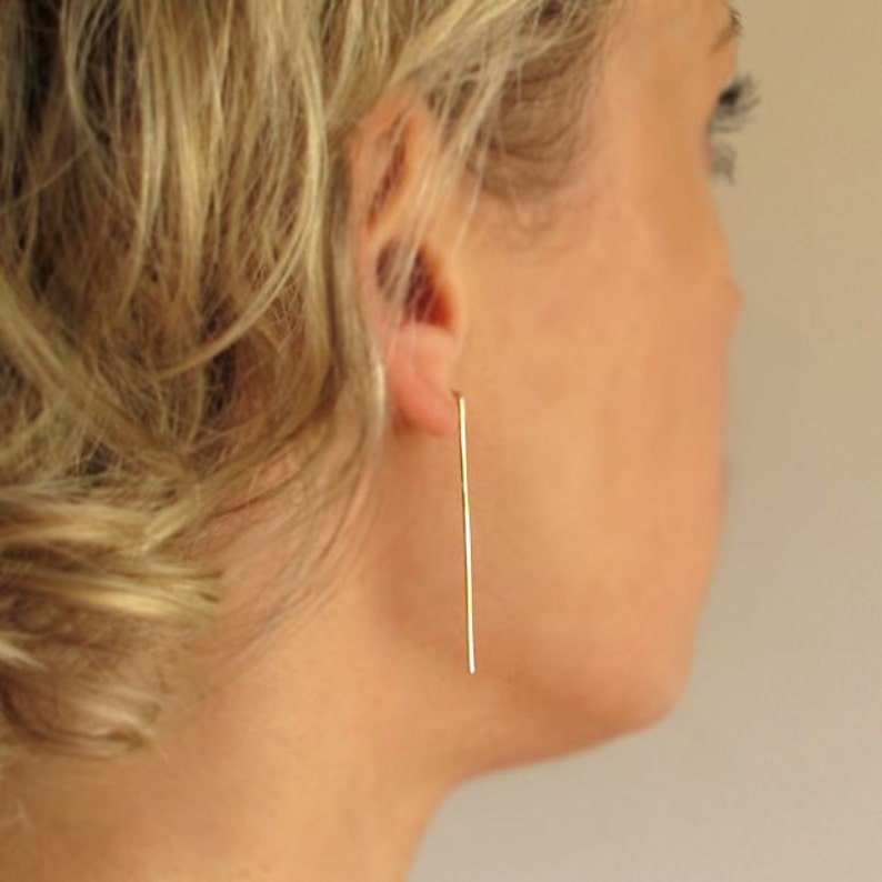 Gold Bar Earrings Fashion Long Bar Earrings Modern Jewelry Etsy