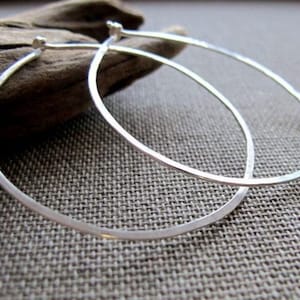 Orecchini a cerchio piatto in argento Sterling, cerchi leggeri, cerchi sottili, cerchi piatti, orecchini moderni, orecchini a cerchio classici, orecchini a cerchio per tutti i giorni, 2 pollici