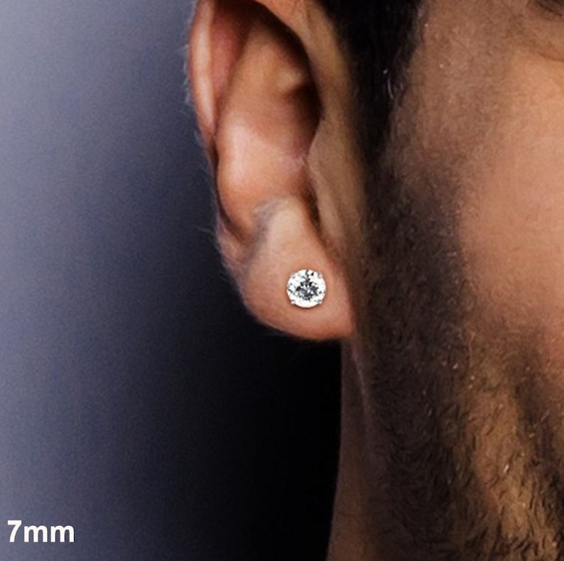 Mens Stud Earrings Diamond CZ Stud Earrings for Men Etsy