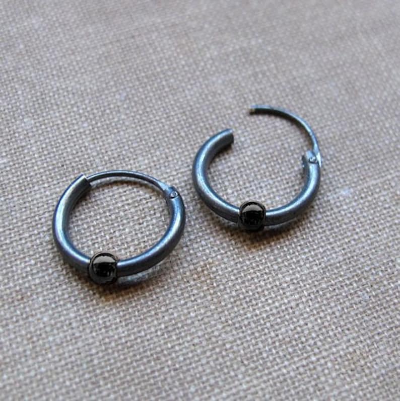 Black Earrings With Gold Bead for Men Mens Earrings Unisex Etsy