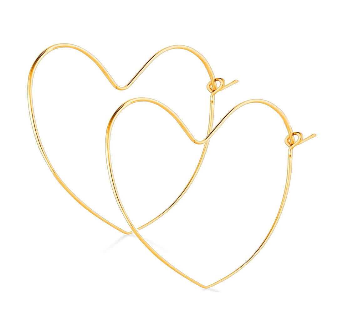 Gold Heart Hoop Earrings Lightweight Hearts Hoops 14K Gold - Etsy