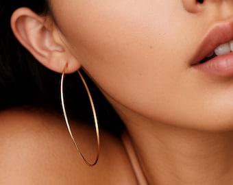 Elegant Gold Filled Hoop Earrings 2 inch Eternal Thin Gold Hoops Lightweight hoops 1.5, 2.5, 3 inch Fashion Earrings Medium Large Hoops