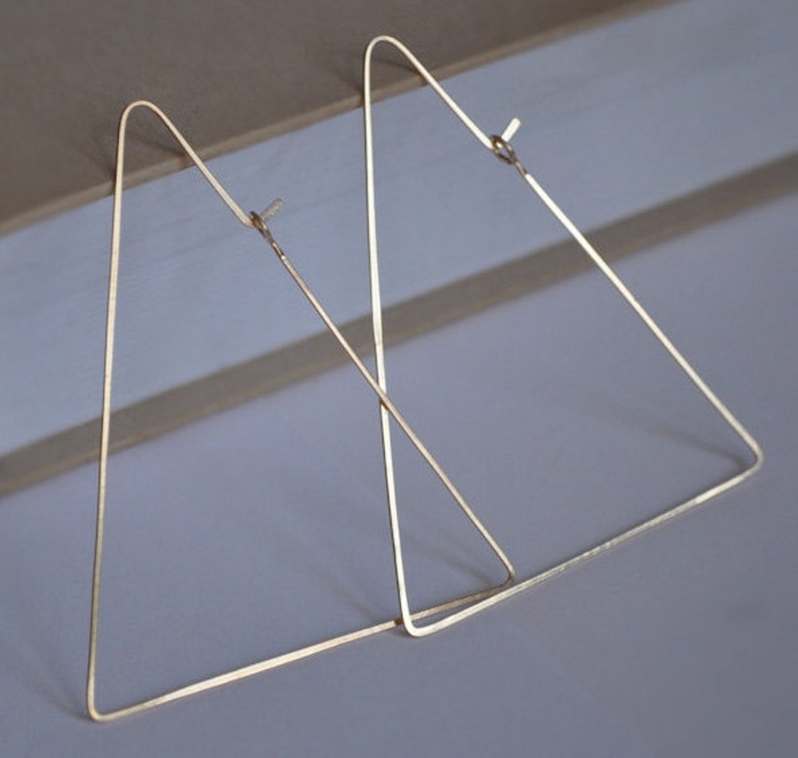 Gold Triangle Hoops Geometric Hoop Earrings 14k Gold Filled Etsy