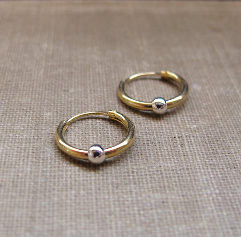 Gold Hoop Earrings. Ball Endless Small Sleeper Hoops. 8mm Etsy Israel