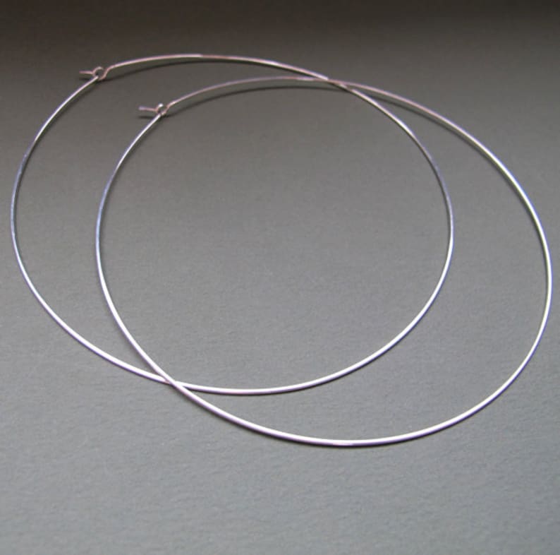 4 Inch Sterling Silver Hoop Earrings Extra Large Hoops Etsy