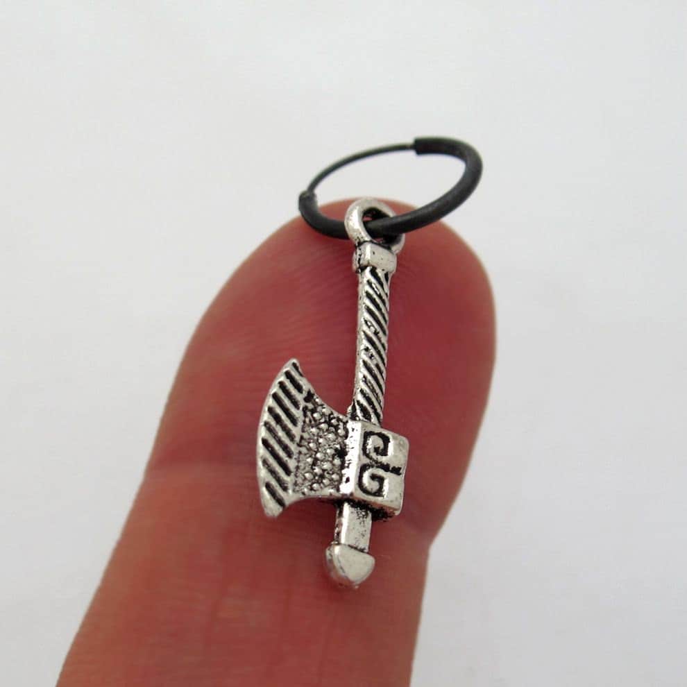Mens Earrings Viking Axe Earring for Men Single Hoop Earring Etsy