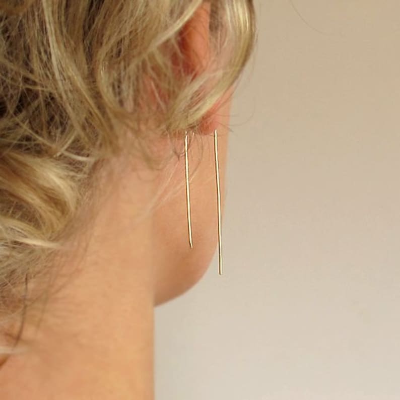Gold Threader Earrings Staple Earrings Modern Earrings Etsy