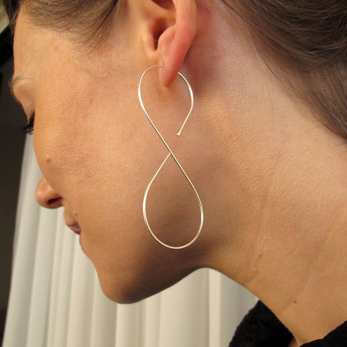 Infinity Hoop Earrings Sterling Silver Figure 8 Shaped Hoops | Etsy