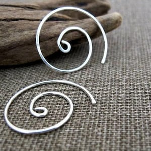Sterling Silver Swirl Earrings 1 inch Spiral Hoops Earrings Minimal Elegance Earring Modern Hoops, Geometric Jewelry Swirl Shaped Hoops