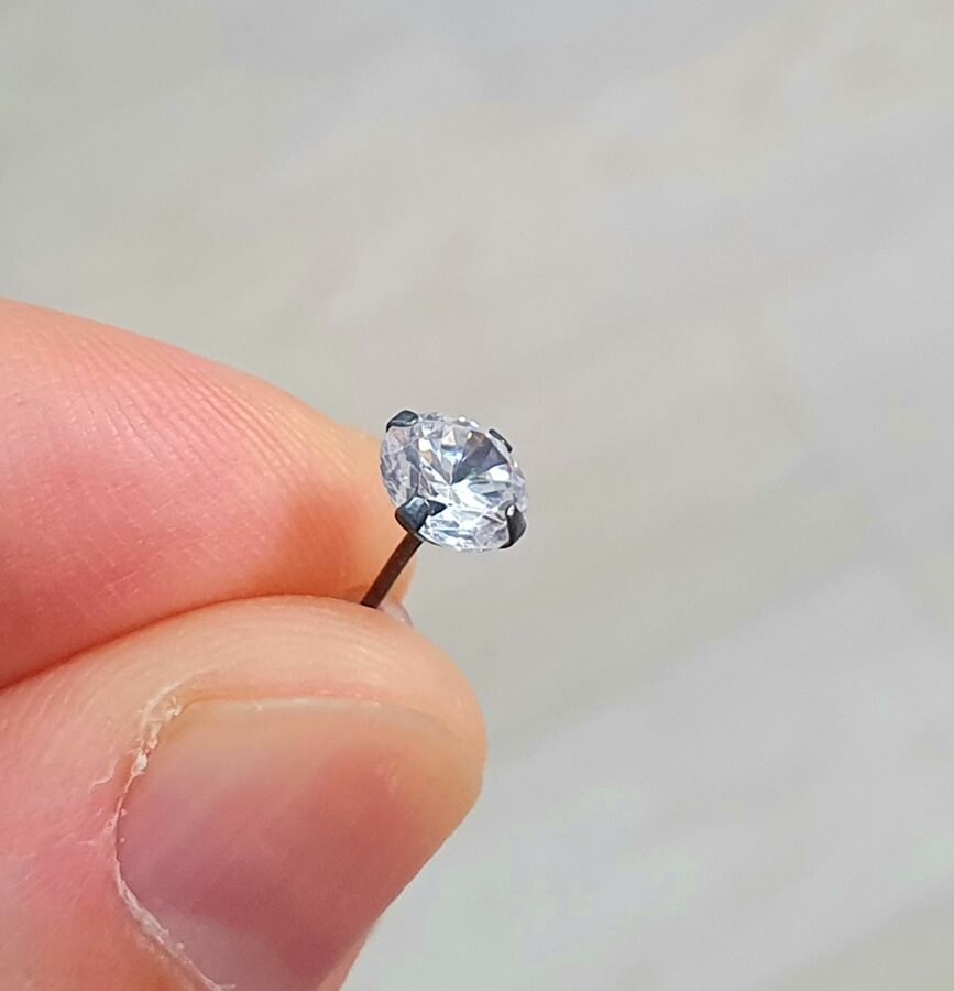Orecchini A Perno Da Uomo In Argento 925 – Zirconi Cubani Neri, Taglia S/M, Steel California - 6