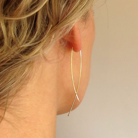 salami Benadrukken Verbanning Elegante gouden oorbellen moderne oorbellen draad oorbel - Etsy Nederland