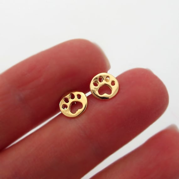Gold paw print best sale earrings