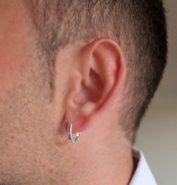 Mens Hoop Earring. Sterling Silver Large Earring for Men. Mens Etsy