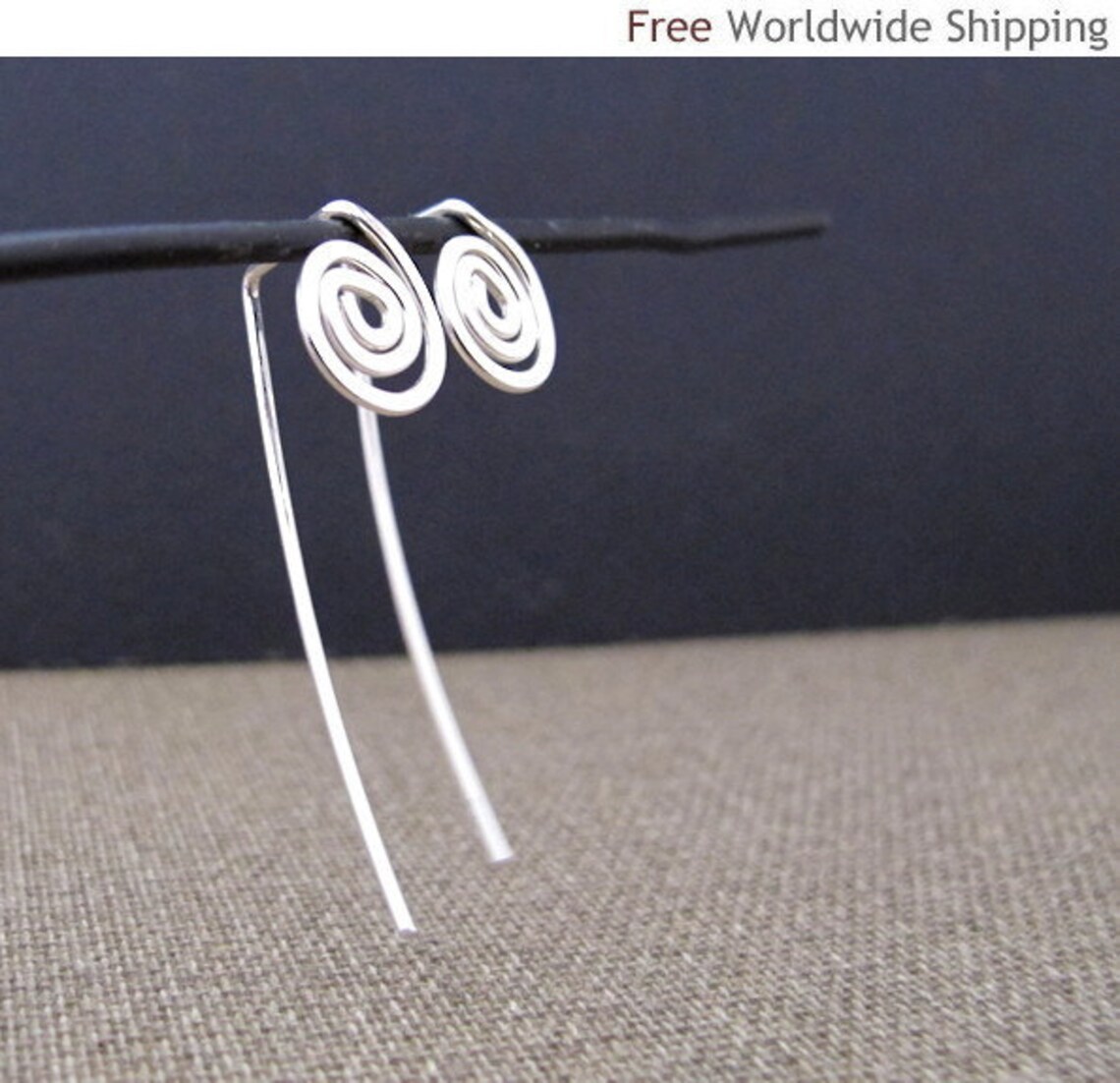 Long Post Earrings Sterling Silver Earrings Spiral Earrings Etsy