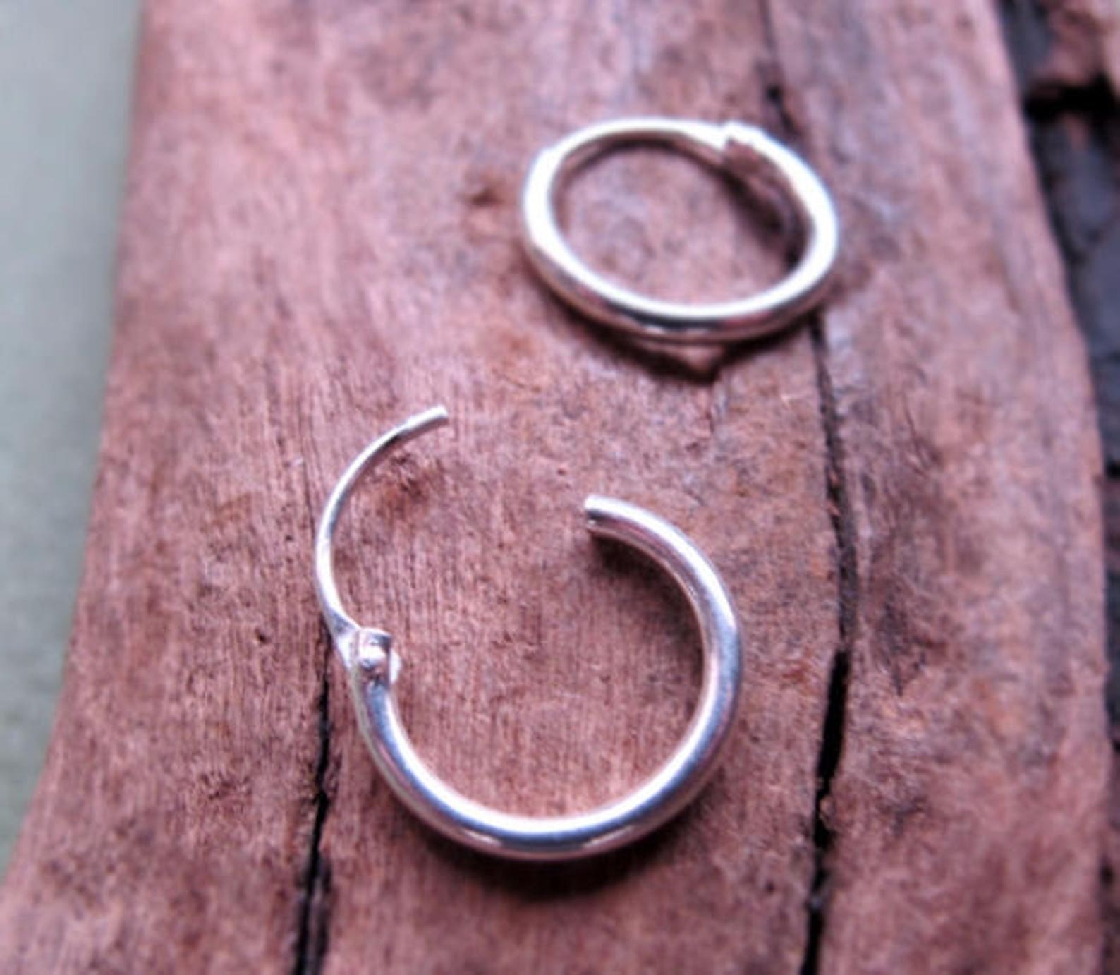 Sterling Silver Hoop Huggie Earrings 10mm / 12mm Small Etsy