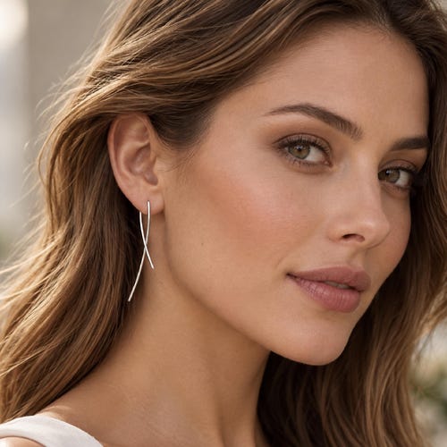 Orecchini a filo lunghi, semplici e moderni, 5 cm, leggeri, in argento sterling, minimalisti per tutti i giorni, classici.