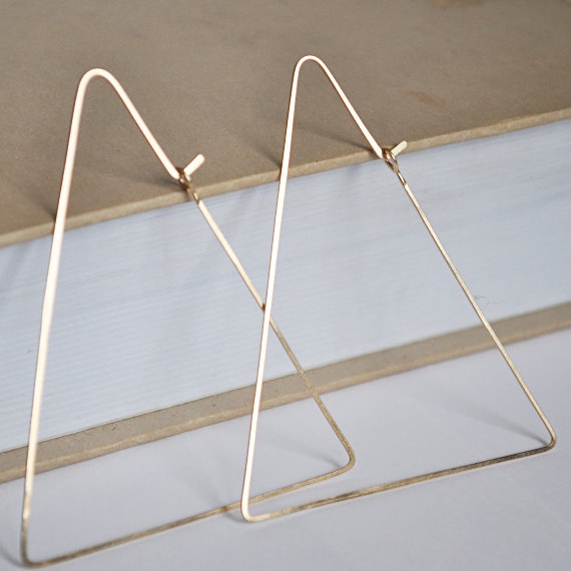 Gold Triangle Hoops Geometric Hoop Earrings 14k Gold Filled Etsy