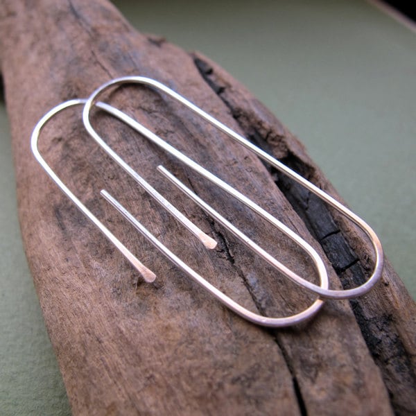 PaperClip Sterling Silver Earrings 2 inch. Pin Earrings Modern Etsy