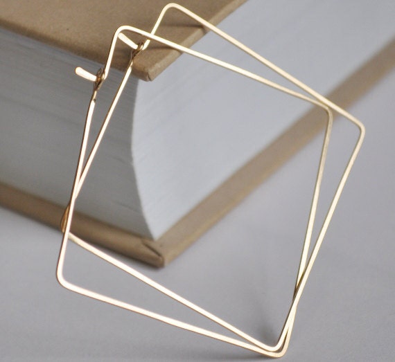 14k gold sale square hoop earrings