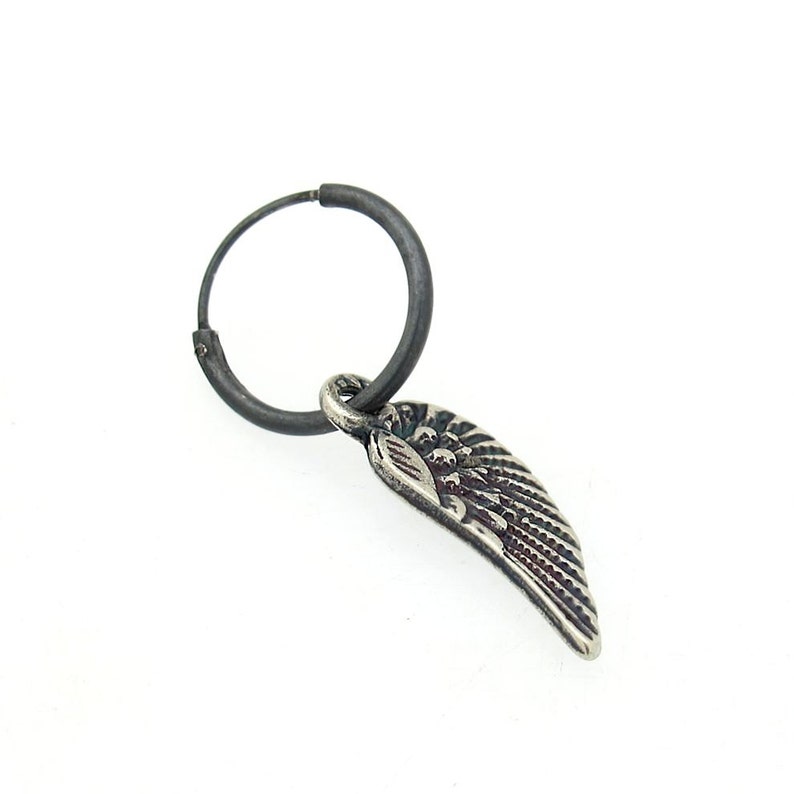 Angel Wing Earring Mens Earrings Black Hoop Earring for Men Etsy
