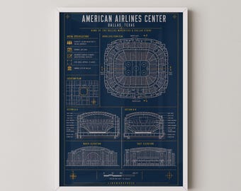 American Airlines Center Blueprint Print | Dallas Arena Wall Art Poster | Basketball Hockey Gift