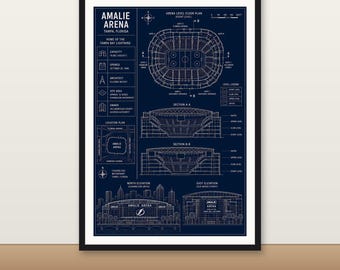 Amalie Arena Blueprint Print | Digital Download | 5 Print Ratios 300 DPI | Wall Art | Printable Poster
