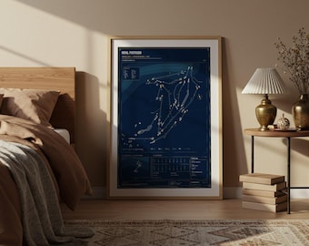 Royal Portrush Golf Course Blueprint Print | Dunluce Links Wall Art Poster | Golfer Gift | Golf Wall Art